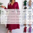 thumbnail image 7 of qafoshin Fall Pleated Dresses for Women V Neck Long Sleeve Midi Dress Waistband Classic Ruched Dress, 7 of 7