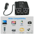 thumbnail image 2 of 300W Modified Sine Wave Power Inverter 12V DC to 110V AC Vehicles Converter 2 AC Outlets + 2USB Charger Car Plug Adapter for Laptop, Computer, Car, RV, Camping & Home Black, 2 of 8
