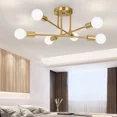 thumbnail image 4 of Lámpara de techo de 6 cabezales en negro/blanco/dorado, lámpara colgante de techo LED sencilla y moderna, Base de lámpara E27, accesorio de iluminación para decoración de la habitación del hogar, 4 of 5