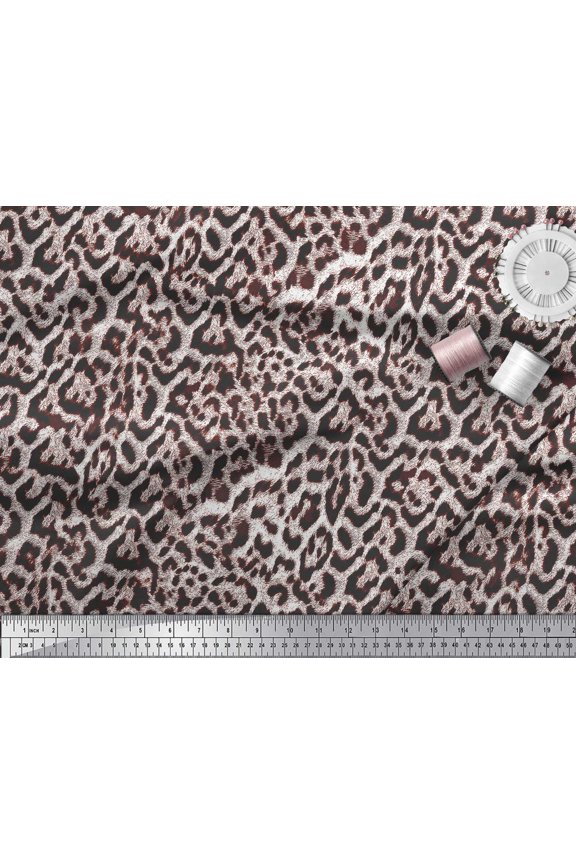 Pink Poly Georgette Fabric Leopard Animal Skin Decor Fabric Printed Yard 42 Inch Wide