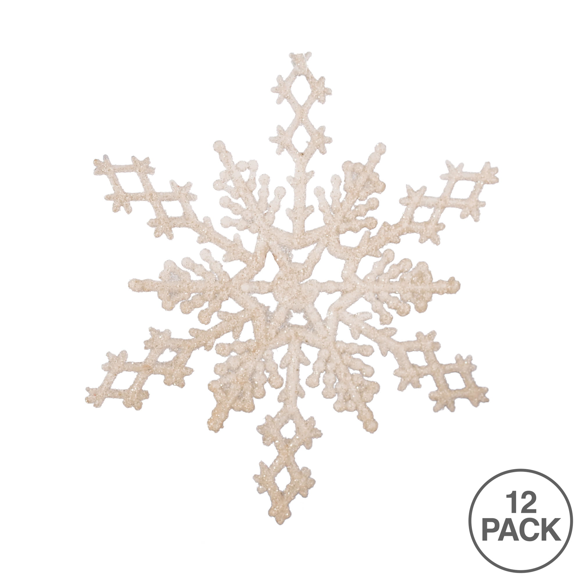 by Robelli Pack of 6 White Glitter Single Diamante Snowflake Christmas Tree Pendants 