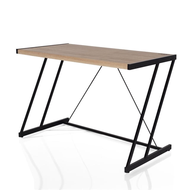 ACME Finis Writing Desk with USB Dock in Light Oak and Black
