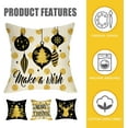 thumbnail image 3 of Merry Christmas Decorative Throw Pillow Covers 18 x 18 Set of 4, Xmas Tree Deer Ornament Golden Black Outdoor Pillowcase, Polka Dot Stripe Winter Holiday Farmhouse Cushion Case Home Decor, 3 of 6
