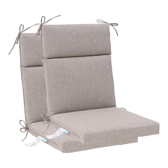 Tan/Gray High Back Outdoor Dining Chair Cushion Set Of 4 Weather Resistant Foam Patio Seat & Back Cushions
