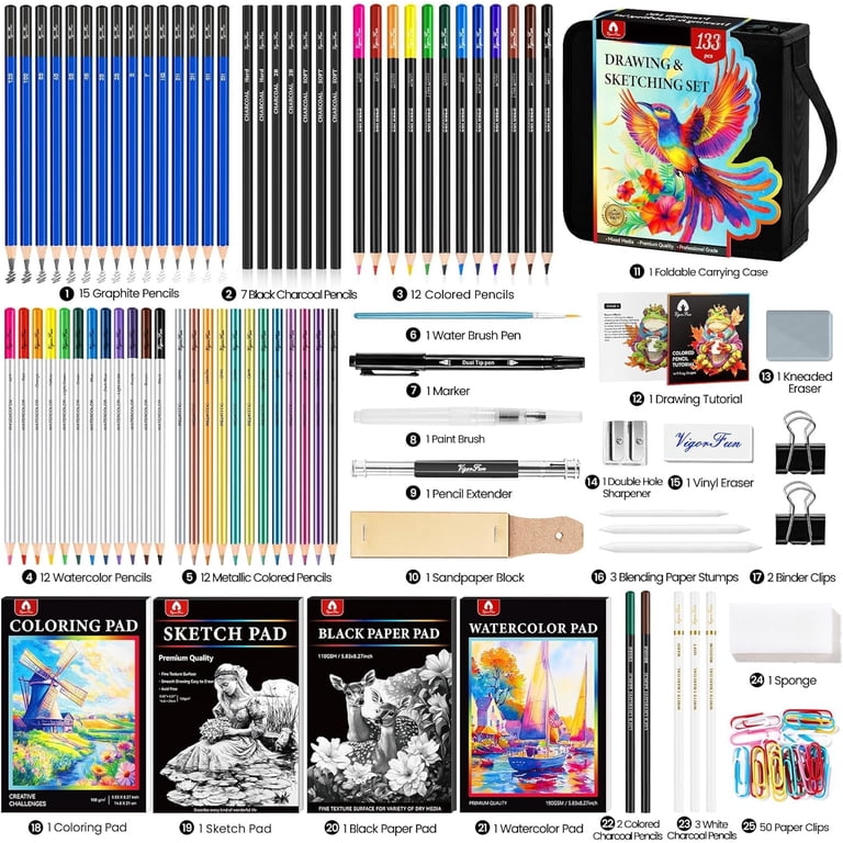 Vigorfun 133 Piece Professional Art Supplies Kit photo 5