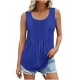 thumbnail image 2 of ITSAME Womens Plus Size Tank Tops, Pleated Loose Fit Crew Neck Summer Casual Cami Shirts Blue 3XL, 2 of 6