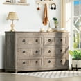 thumbnail image 6 of 54" Large Long Drawer Dresser, 6 Drawer Dresser for Bedroom, Modern Farmhouse Wood Wide Chest of Drawers, Storage Dressers for Bedroom, Living Room, Grey Oak, 6 of 8