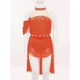 thumbnail image 6 of YiZYiF Girls Rhinestones Ruched Mesh Lyrical Ballet Dance Dress Dancing Party Jazz Latin Leotards Orange 12, 6 of 7