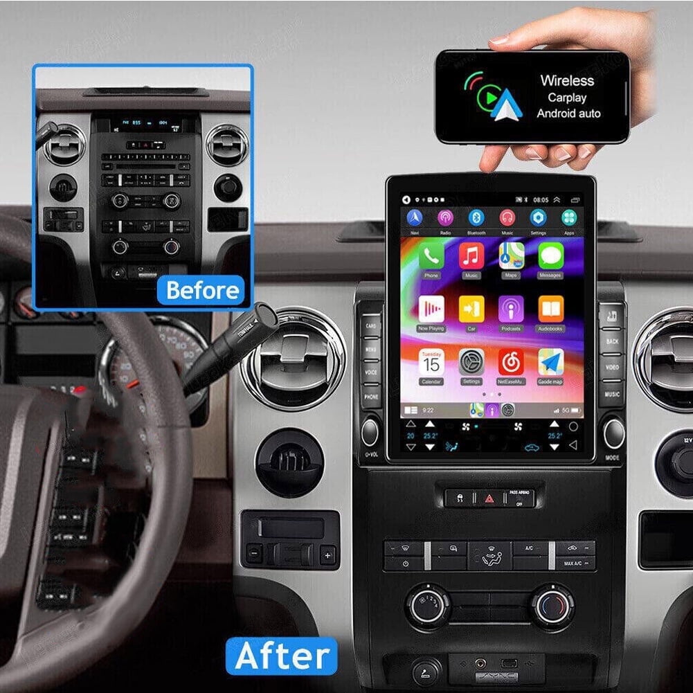 Corfhy 9.7 inch Android 14 Car Stereo for Ford F150 2009-2014,Fit for CarPlay & Android Auto, HD Touchscreen, GPS Nav,Bluetooth, DSP, SWC, 2+32G