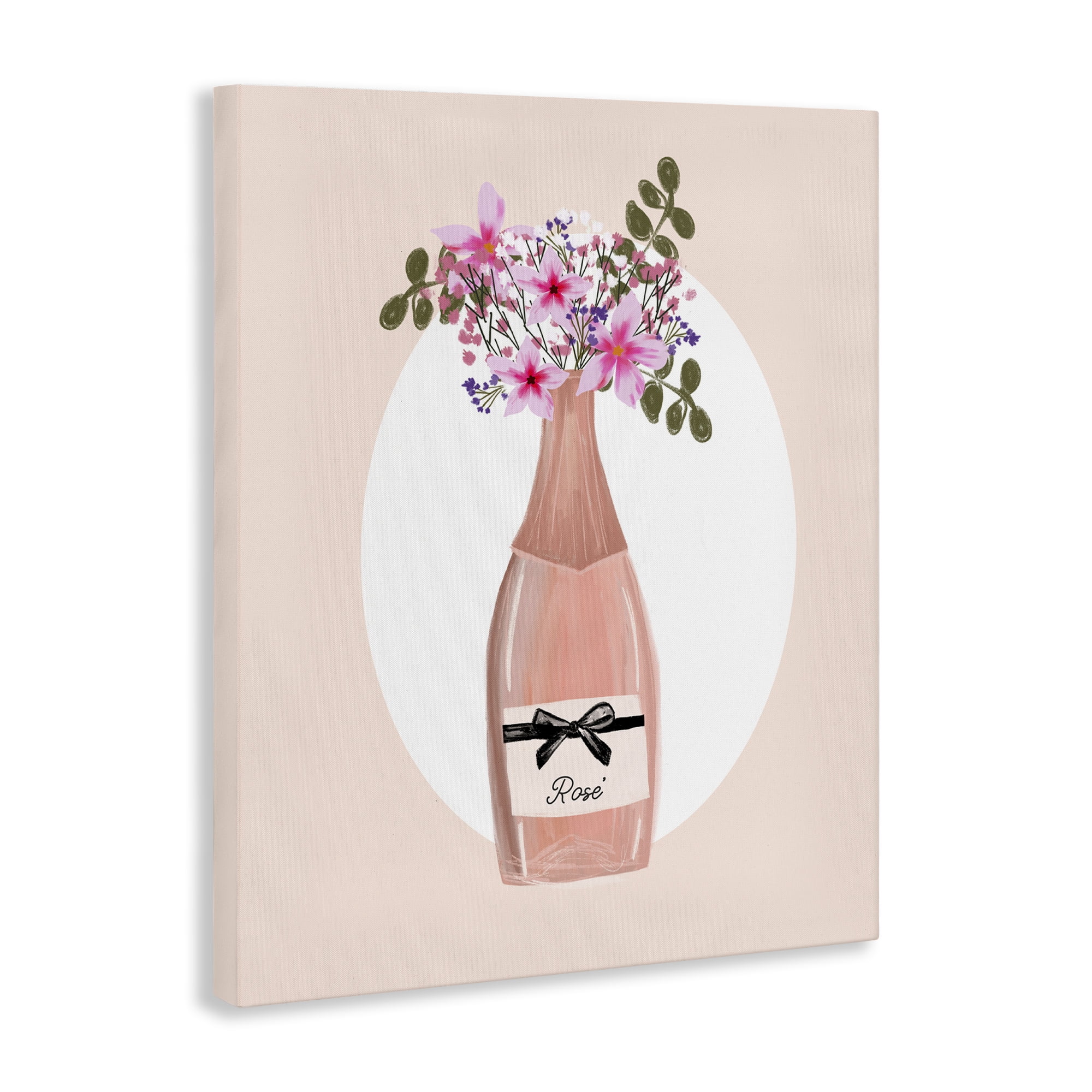 Stupell Industries Pink Lilies Champagne Food & Beverage Painting Gallery Wrapped Canvas Art Print Wall Art, 24 x 30