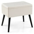 thumbnail image 1 of Costway Tabouret-Coffre en Velours avec Rangement, Pieds en Bois Massif, Dessus Relevable pour Entrée, Beige, 1 of 10