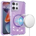 thumbnail image 2 of For Motorola Moto G 5G /Moto G 2025 Magnetic Circle Compatible with Magsafe, Hybrid Chrome 3in1 Transparent Shockproof TPU Bumper Cover, XPM Phone Case [Purple], 2 of 11