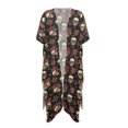 thumbnail image 4 of Xoenoiee Skull Rose Heart Pattern Open Front Long Kimono Swimsuit Cover Up for Women Music Note Design Swimwear Cover Ups Cardigan Quick Dry Beach Swim Cover up Blouse, 4 of 7