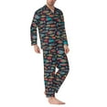thumbnail image 2 of Fuzoiu Colorful Fish Print Men's Long-Sleeved Pajama,Lounge Button Down Nightwear,Mens Notch Collar Pajama Set -Large, 2 of 7