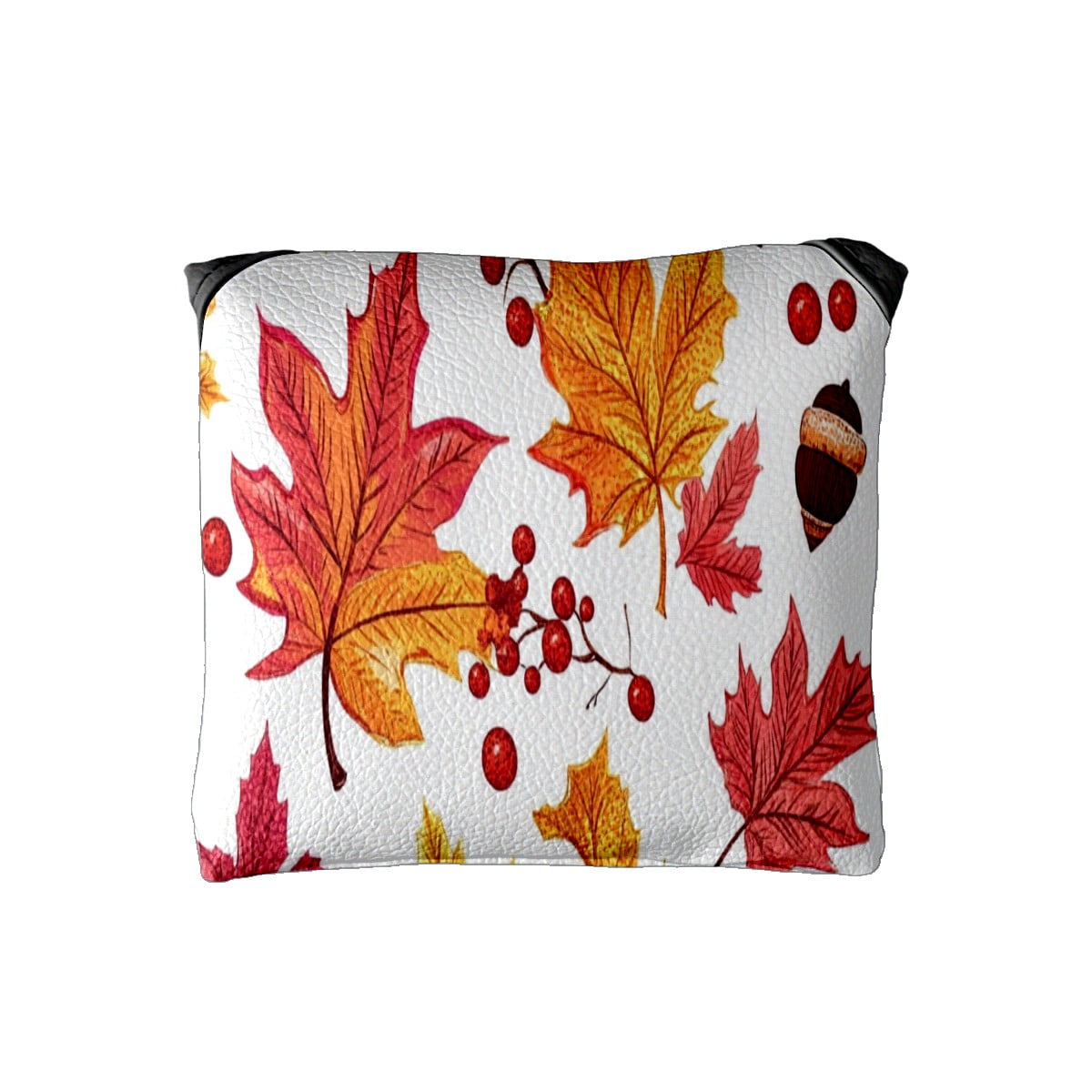 Golf Mallet Putter Cover Premium Leather Waterproof Golf Putter Head Cover with Magnetic Closure Autumn Maple Leaves
