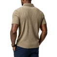 thumbnail image 4 of Mens Polo Shirts Textured Knit Stretchy Regular Fit Collared Golf Shirts, S, 4 of 8