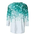 thumbnail image 3 of GA WEIHUA Clearance Deals,Womens Tops Casual 3/4 Sleeve Shirts Crew Neck Loose Casual Blouses Vintage Christmas Graphic Print Tshirts(Mint Green,Large), 3 of 5