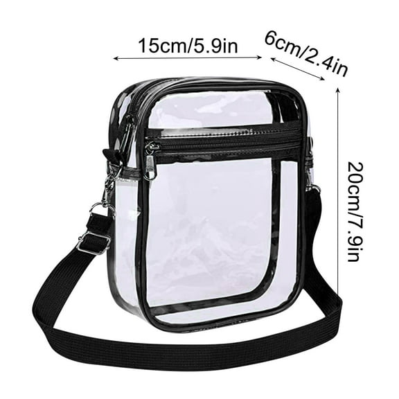 Clear PVC Crossbody Bag for Stadium Security and Travel with Adjustable Strap and Front Pocket
