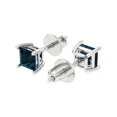thumbnail image 2 of 2 ct Screw-Back Stud Earrings for Women | 5.5mm Princess Cut Natural London Blue Topaz | 18K White Gold, 2 of 5
