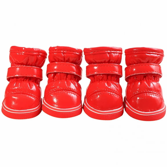 TELOLY 4 Pcs/Sets Puppy Winter Snow Boots Casual Dog Shoes Pet Slip-Resistant Waterproof Shoes Red Xs