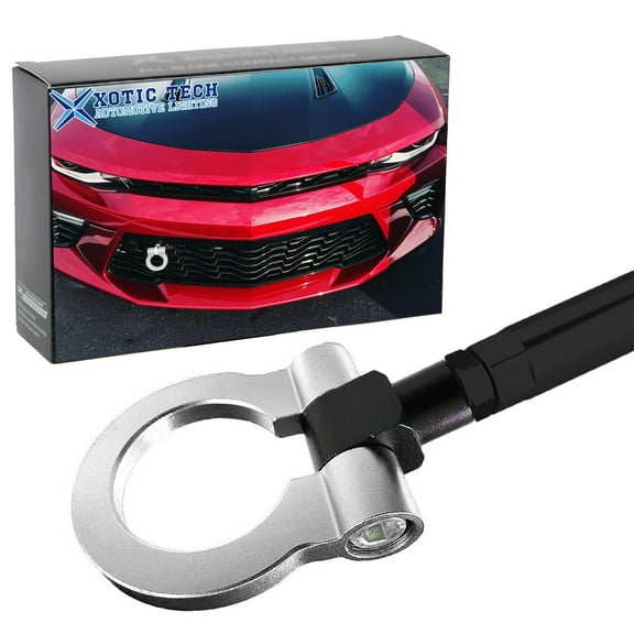 Xotic Tech Sport Track Racing Style CNC Aluminum Screw-on Tow Hook Front Bumper Compatible with Chevrolet Camaro 2016-2021 (Silver)