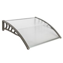 Tcbosik Window Awning Door Canopy, 40" x 38" Front Door Overhang Awning for Sun Shelter, Outdoor Patio Awning Canopy, Silver & Gray Bracket