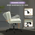 thumbnail image 4 of Criss Cross Legged Chair Ergonomic Home Office Desk Chair with Casters, Armless Wide Comfy Computer Task Seat Swivel Rolling Vanity Chair with Height Adjustable and Rocking Function, Beige, 4 of 9