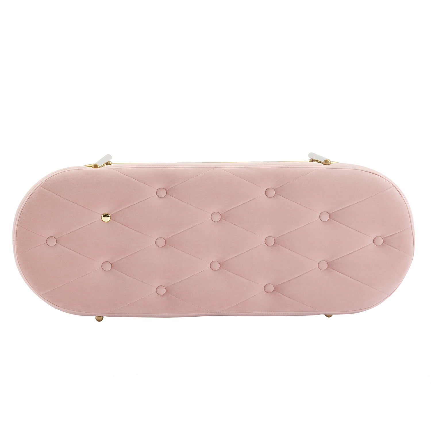 Kadyn Upholstered Velvet Beach, End of Bed Bench with 2 Shelf, Storage Beach for Living Room, Entrance, Pink