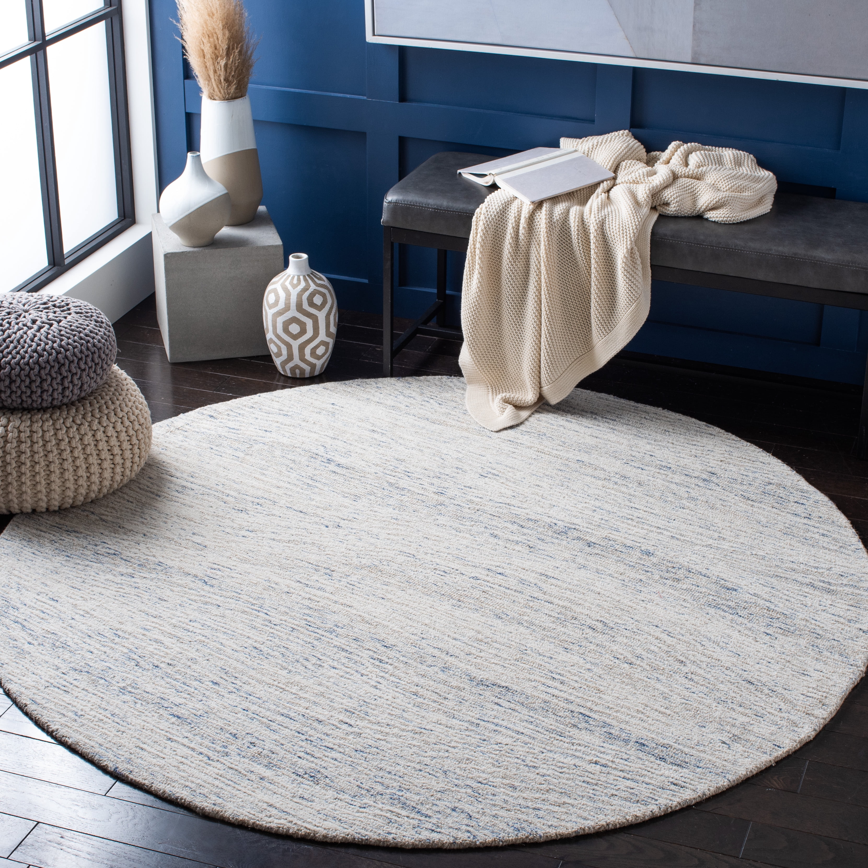 SAFAVIEH Metro Bridget Abstract Area Rug, Light Blue/Ivory, 4' x 4' Round
