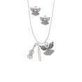thumbnail image 2 of Delight Jewelry Silvertone Violin and Bow Silver tone Guardian Angel Charm Necklace and Stud Earrings, 2 of 4