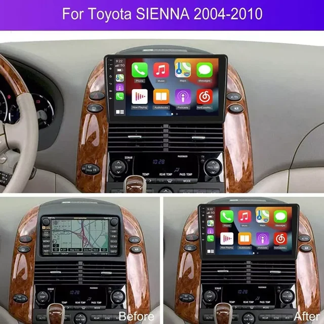 9in Android 13 Car Stereo Radio GPS Navigation Head Unit 2G+32G For Toyota Sienna 2004-2010 Support Wireless Carplay Android Auto Bluetooth WiFi FM/RDS SWC