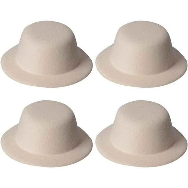 4 Uds Mini sombreros formales sombreros de muñeca en miniatura gorros de copa de espuma para manualidades DIY accesorios para el cabello decoración de pastel de casa de muñecas Micro Beige