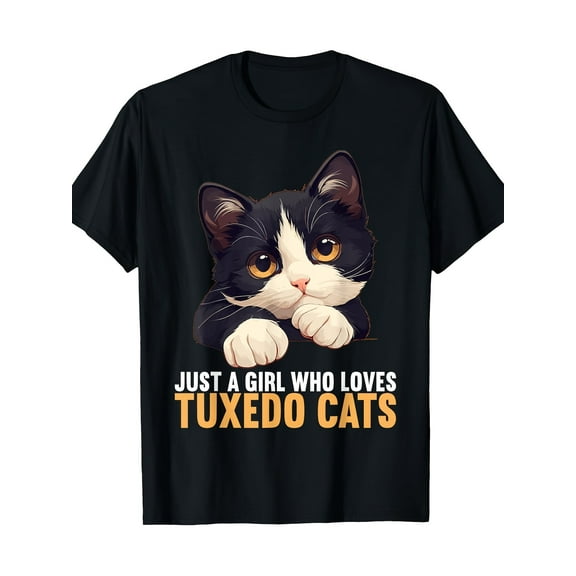 Just A Girl Who Likes Tuxedo Cat Design Best T-shirt -220g-100% Cotton T-shirt