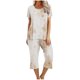 thumbnail image 1 of Pijamas de Verano para Mujeres, Suelto Impreso Manga Corta Superior Y Pantalones Recortados, Cuello Redondo Casual, 1 of 6