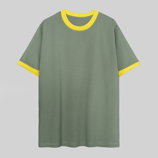pstuiky camisetas de hombre, Camisa de verano para hombre, holgada, a la moda, informal, con contraste de colores, cuello redondo y mangas cortas. camisetas de hombre s