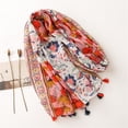 thumbnail image 5 of Yuanlong Womens Scarves Multi Color Floral Printed Linen Scarf With Tassels Shawls Wraps Bohemian Lightweight Neck Shawl, 5 of 8
