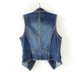 thumbnail image 3 of Chaleco vaquero sin mangas para mujer, chaleco vaquero azul profundo con cuello de traje, pantalón corto informal, chaquetas ajustadas para mujer 2021, 3 of 5