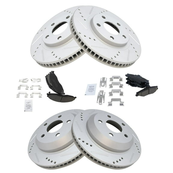 TRQ Front and Rear Performance Brake Pad & Rotor Kit Brake Pads Brake Rotors Set Ceramic Premium G-Coated Fits Select 1998-2002 Chevrolet Camaro Pontiac Firebird