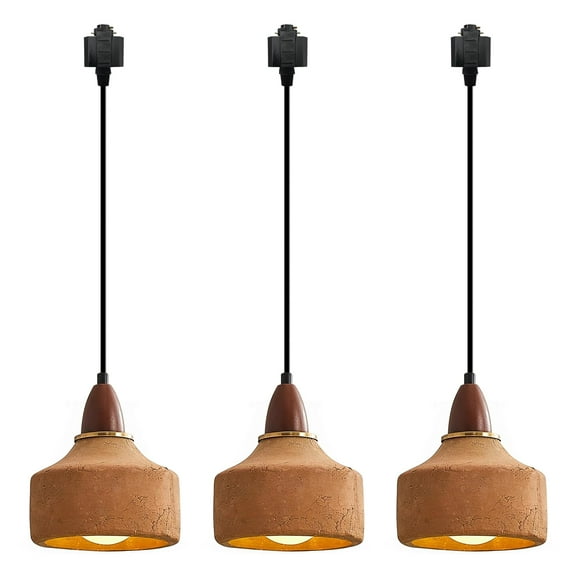 Kiven H-Type Track Lighting Pendants,Modern h Track Pendant Lights with Brown Ceramic Globe,Decorative Track Lighting Fixture for Restaurant Shop Kitchen Hallway(3-Light)