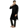 thumbnail image 3 of Atasi Indian Solid Kurta Pajama Set For MensMandarin Collar Casual Long-Wear Kurta, 3 of 7