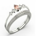 thumbnail image 3 of Dazzling Minimalist 2.05 Carat Pear Cut Morganite And Diamond Moissanite Classic Engagement Ring, Affordable Wedding Ring In 925 Sterling Silver With 18K White Gold Plating, Trio Set, Matching Band, 3 of 4