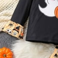 thumbnail image 6 of FYDUU Little Girls Outfits 2 Piece Set Long Sleeve Striped Pumpkin Print Sweater Flare Pants Toddler Kids Casual Fall Winter Clothes Vintage Halloween 5-6 Years, 6 of 8