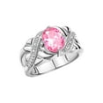 thumbnail image 4 of RYLOS Rings for Women Sterling Silver Ring Classic 9X7MM Oval Gemstone & Diamonds October Pink Ice Jewelry Size 10, 4 of 7