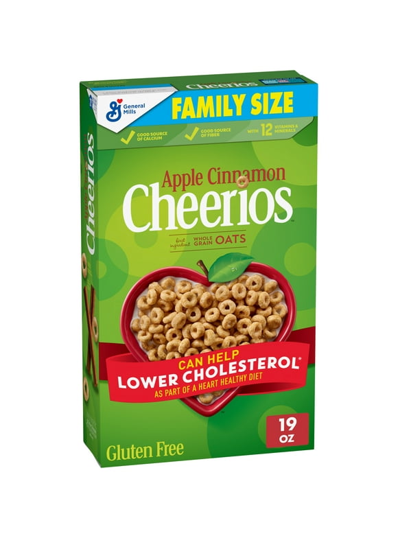 Apple Cinnamon Cheerios, Heart Healthy Gluten Free Breakfast Cereal, Family Size, 19 oz