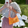 thumbnail image 1 of Bolsa Bolso de axila de color puro transparente para mujer Vintage, bolsos casuales para vagabundos (naranja) JShteea Para Estrenar, 1 of 8