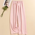 thumbnail image 3 of Women's Casual Fashion Striped High-Waisted Sleep Pants Loungewear Wearable As Outerwear, Pink, 3 of 4