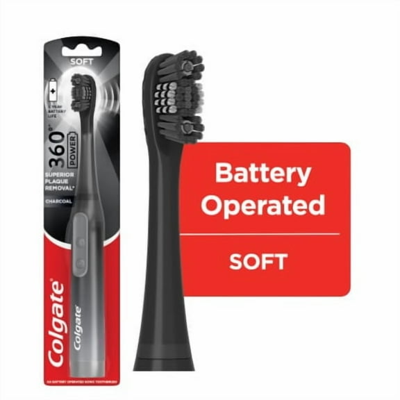 Colgate 360 Battery Powered Charcoal Toothbrush in Soft 1 ct - Pack of 2