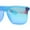 Blue - Teal Mirror, variant on Polarized Pop Color Mirror Shield Horn Rim Oversize Sunglasses Green - Fuchsia Mirror