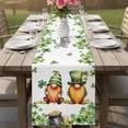 thumbnail image 4 of St. Patrick's Day Table Runner - 36 Inch Long Green Gnomes Lucky Shamrocks Flags Cotton and Linen Blended Dress Scarves Farmhouse Table Runner for Kitchen Dining, Coffee Table, 13" x 36", 4 of 8