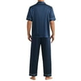 thumbnail image 3 of INSPIRE CHIC Satin Pajamas Set for Men's 2 Pieces Sleepwear Sleepshirt Sleep Pants Casual Loungwear, 3 of 6